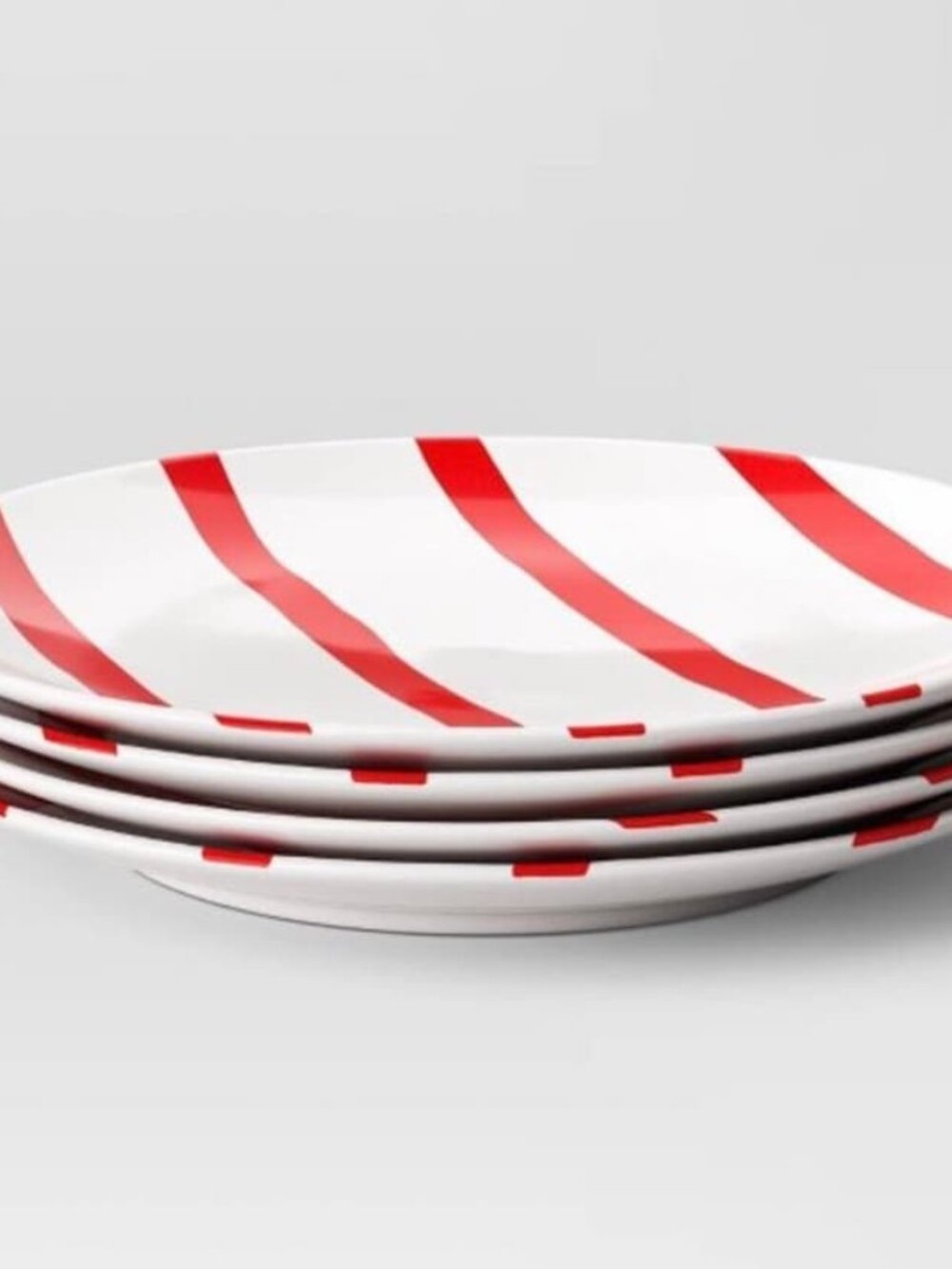 Threshold Candy Cane Striped Stoneware Appetizer Plates-NWT